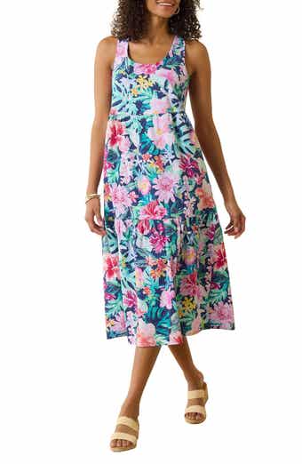 Tommy Bahama Perfectly Paradise Floral Stretch Cotton Midi Dress