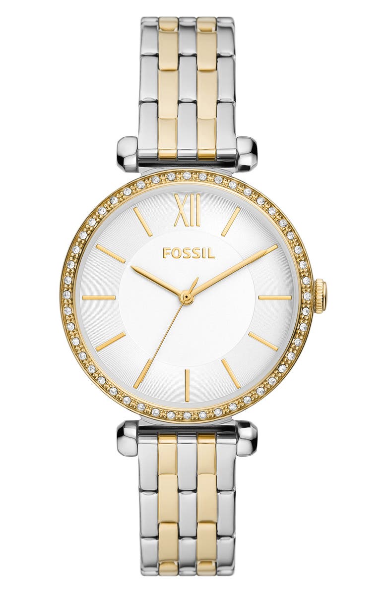 Fossil Tillie Three Hand Quartz CZ Bezel Bracelet Watch, 36mm, Main, color, 