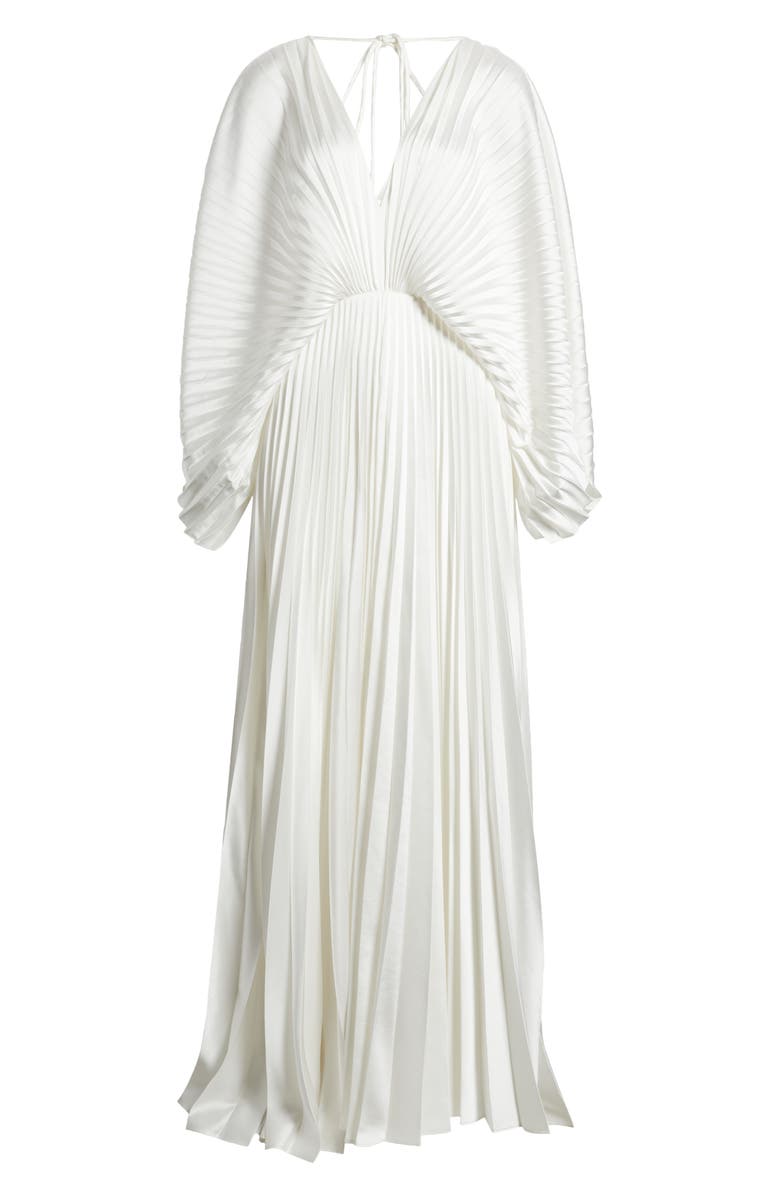 Acler Wonastow Long Sleeve Pleated Satin Maxi Dress, Alternate, color, 