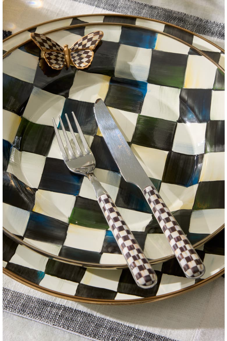 Courtly Check Bistro 5-Piece Place Setting, Alternate, color, BLACK