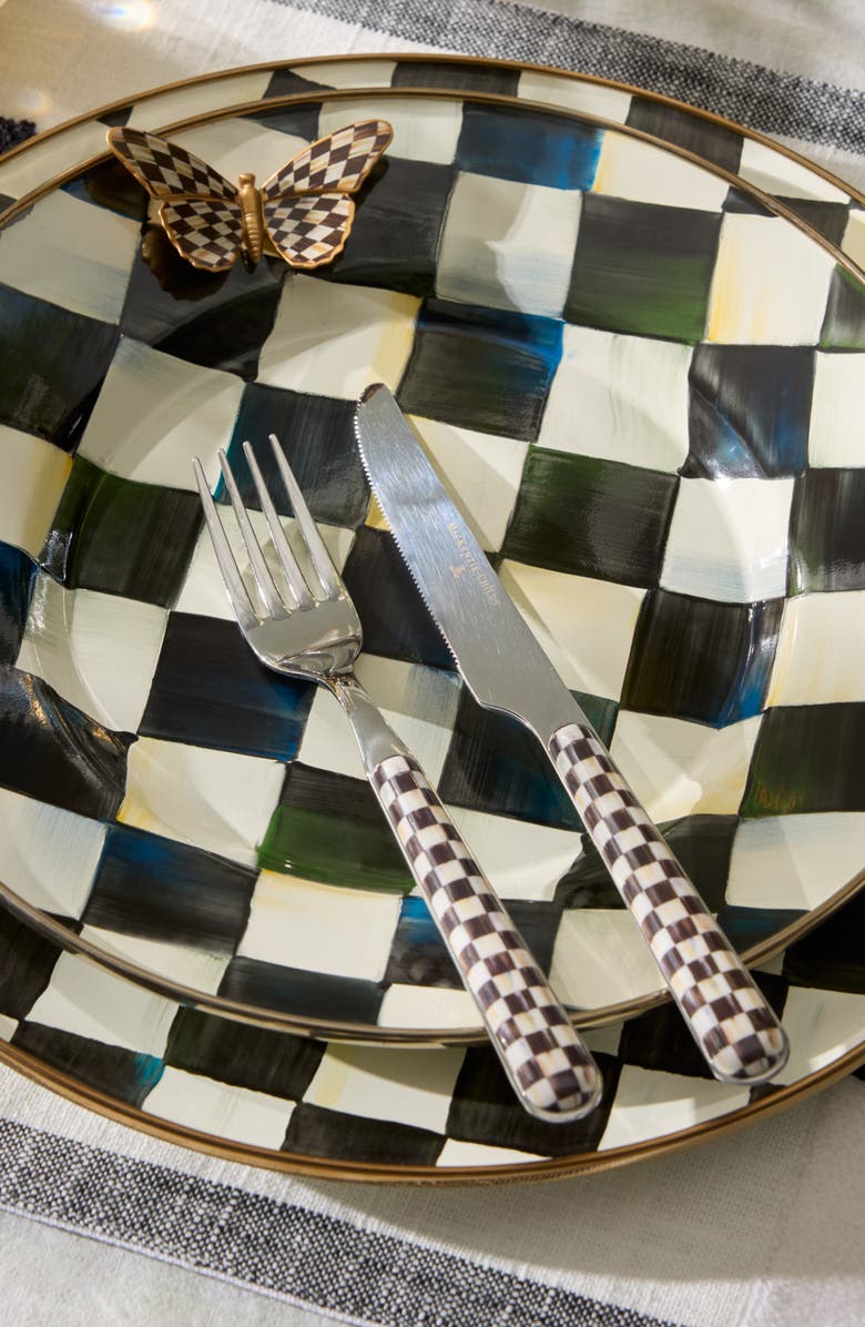 MACKENZIE CHILDS Courtly Check Bistro 5-Piece Place Setting, Alternate, color, Black