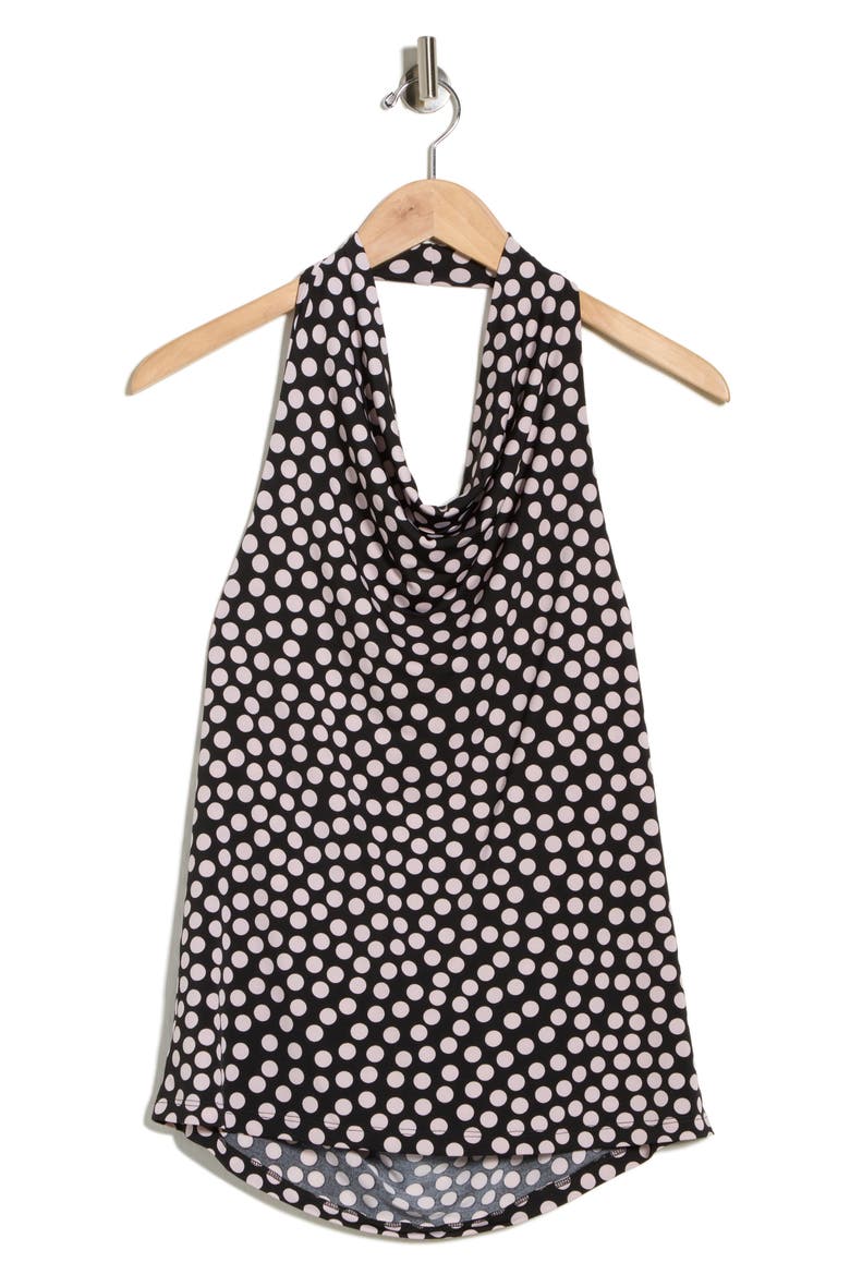 Polka Dot Halter Top, Alternate, color, BLACK/ BLUSH