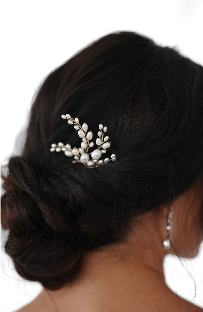 Untamed Petals Poetry Freshwater Pearl Hair Pin, Alternate, color, Gold