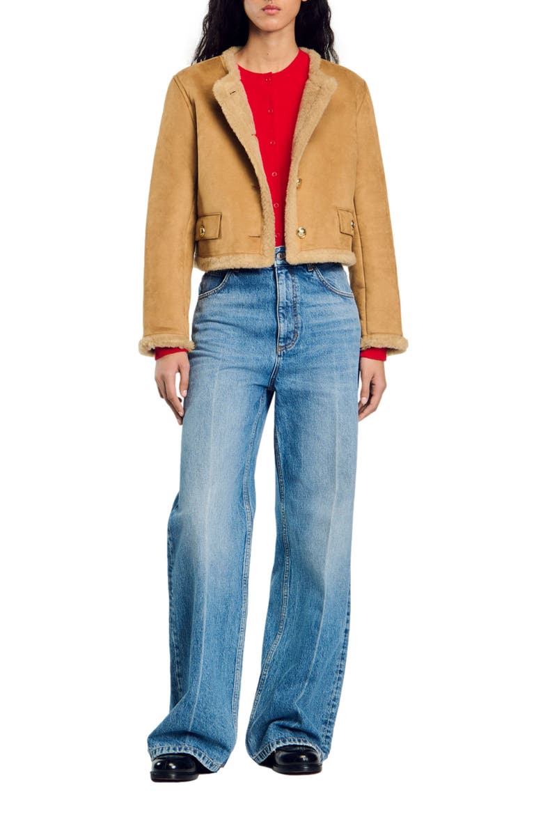 SANDRO Faux fur jacket, Main, color, 