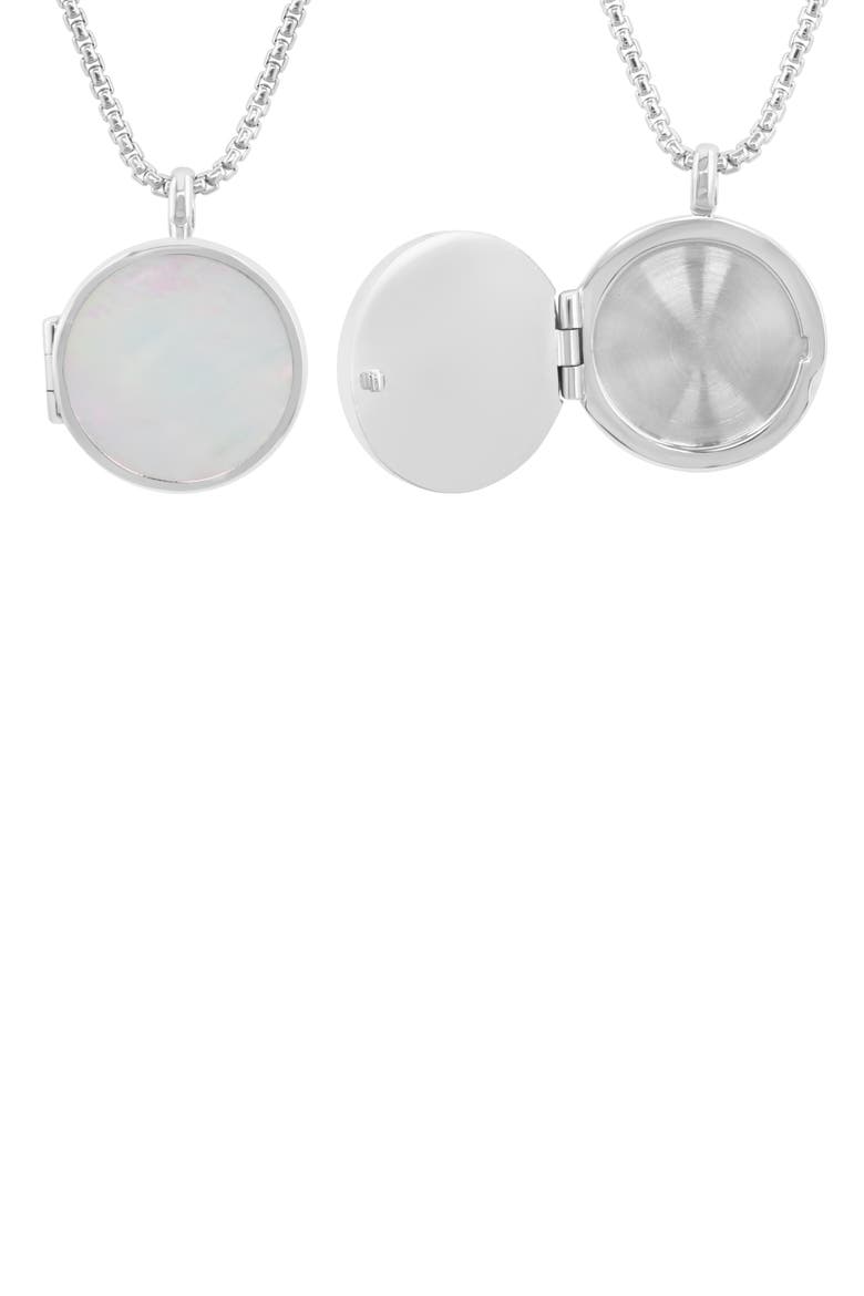 Mother-of-Pearl Locket Pendant Necklace, Alternate, color, WHITE