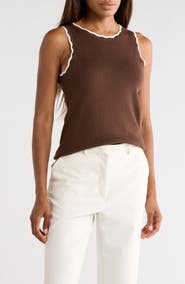 Halogen® Scallop Tip Sweater Tank
