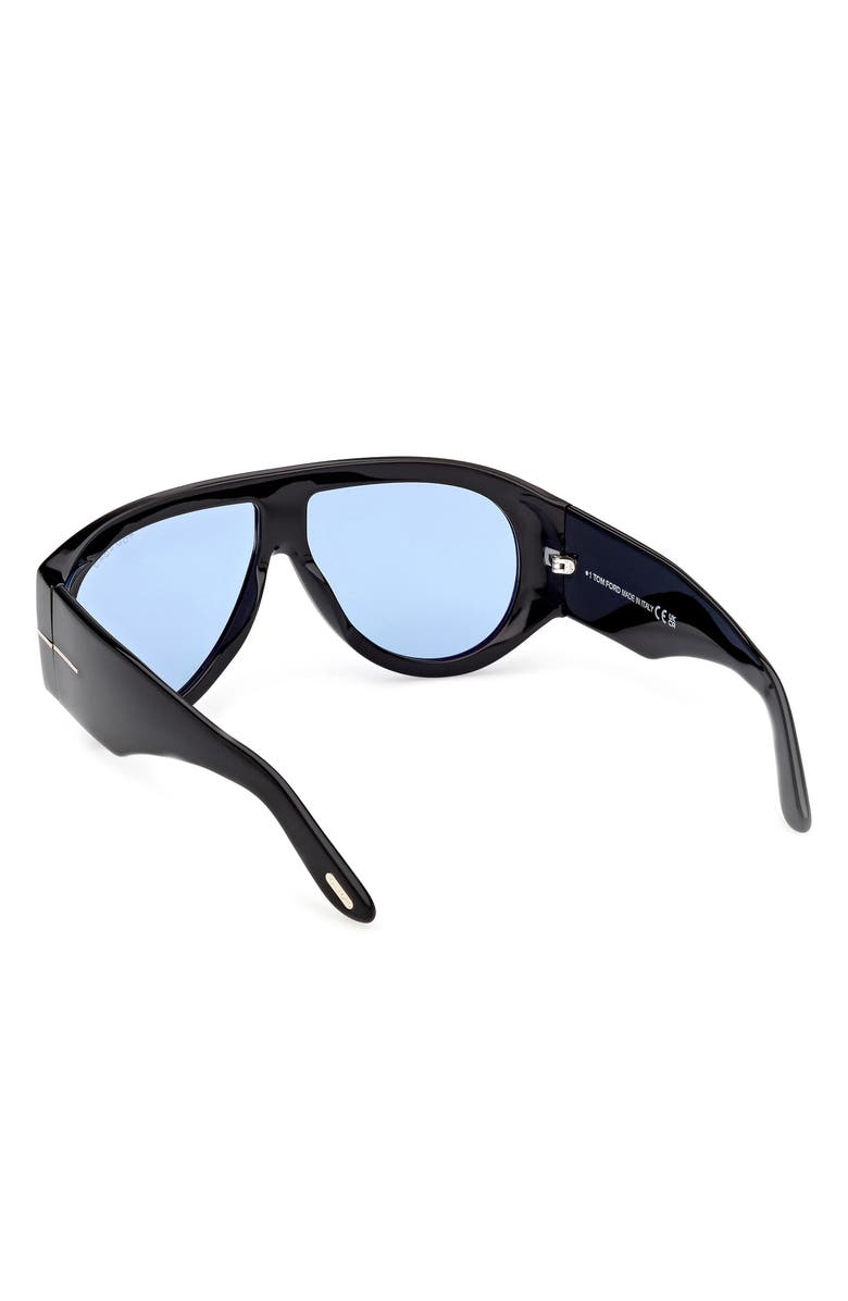 TOM FORD Bronson 60mm Aviator Sunglasses, Alternate, color, Shiny Black / Blue