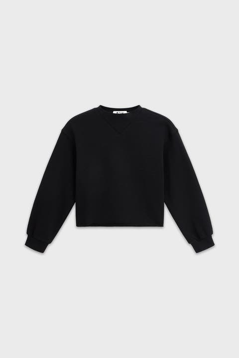 Cotton Mock Neck Cropped Sweatshirt