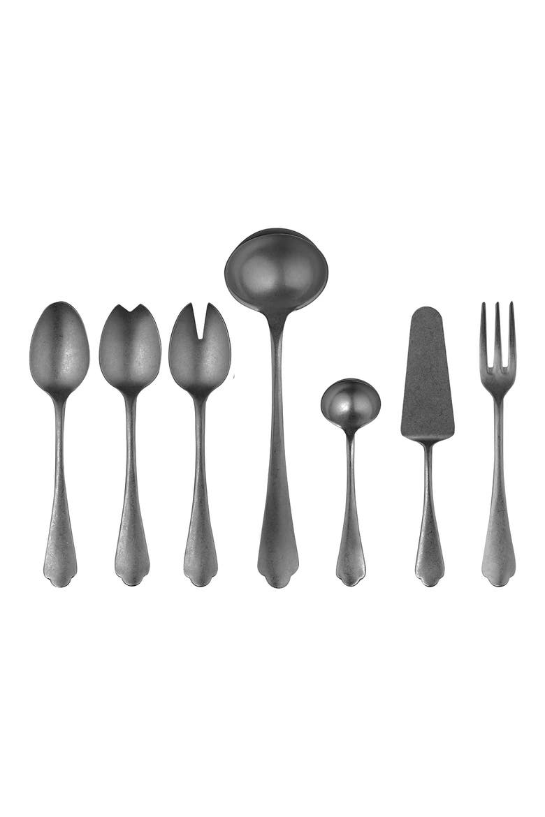 Dolce Vita Pewter 7-Piece Place Serving Set, Main, color, BLACK