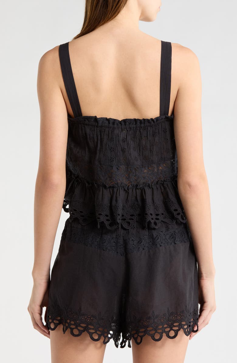 Ramy Brook Amina Tiered Cotton Eyelet Cover-Up Shirt, Alternate, color, Black