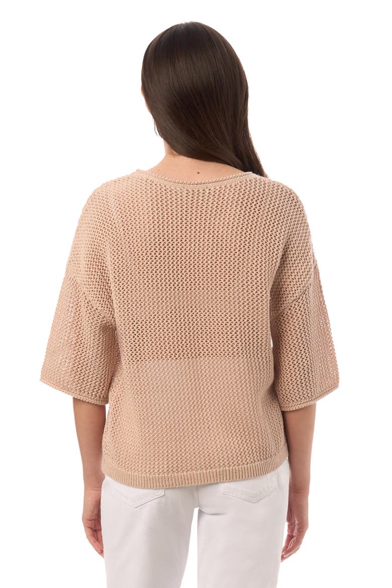 Mesh Elbow Sleeve Sweater, Alternate, color, Desert Rose