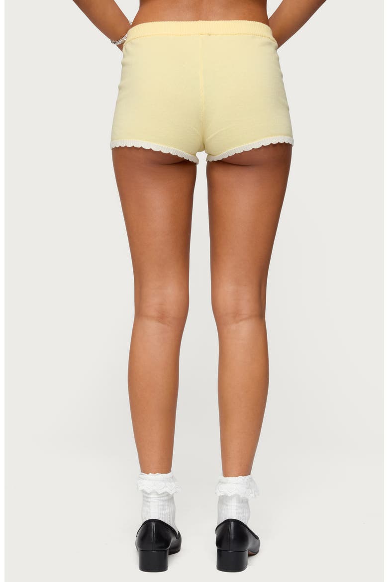 Leila Scalloped Knit Shorts, Alternate, color, YELLOW