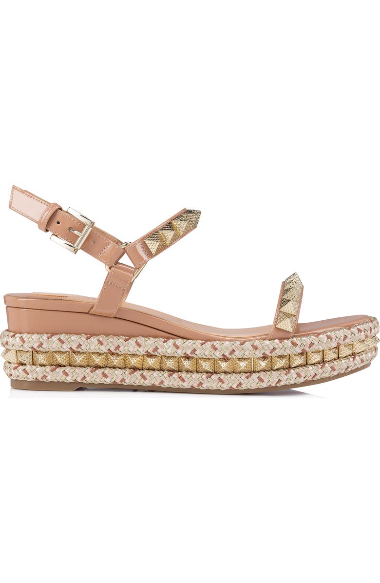 Christian Louboutin Pyraclou Glitter Espadrille Wedge Sandal, Alternate, color, N295 Blush/Lin Blush