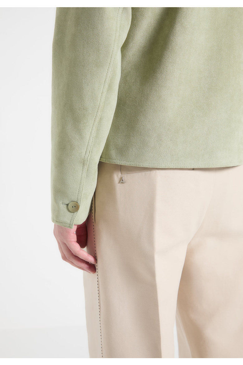 Michel Relaxed Suede Jacket, Alternate, color, Sage