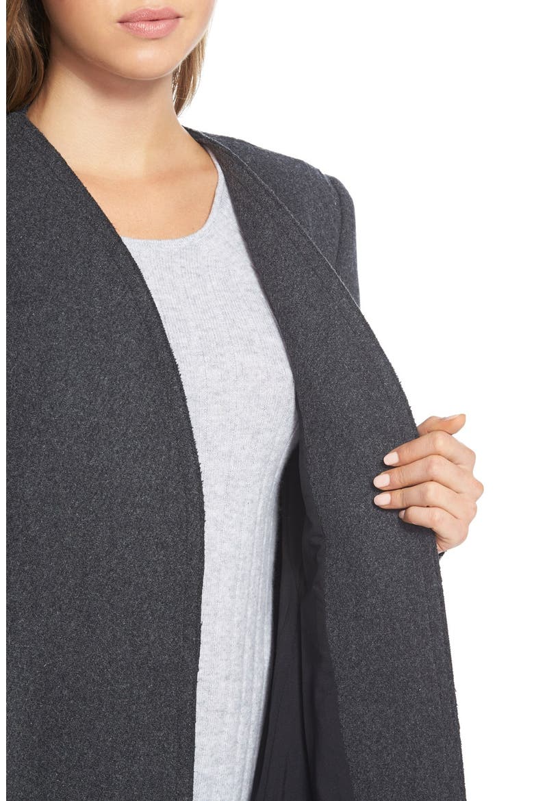 'Serena' Faux Fur Collar Wool Blend Fit & Flare Coat, Alternate, color, CHARCOAL