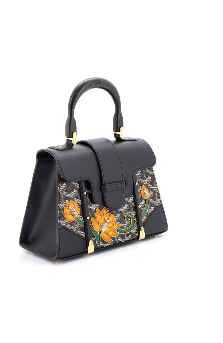 Pre-Owned Goyard Structured Saigon Top Handle Bag Coated Canvas with Leather Mini, Alternate, color, Black