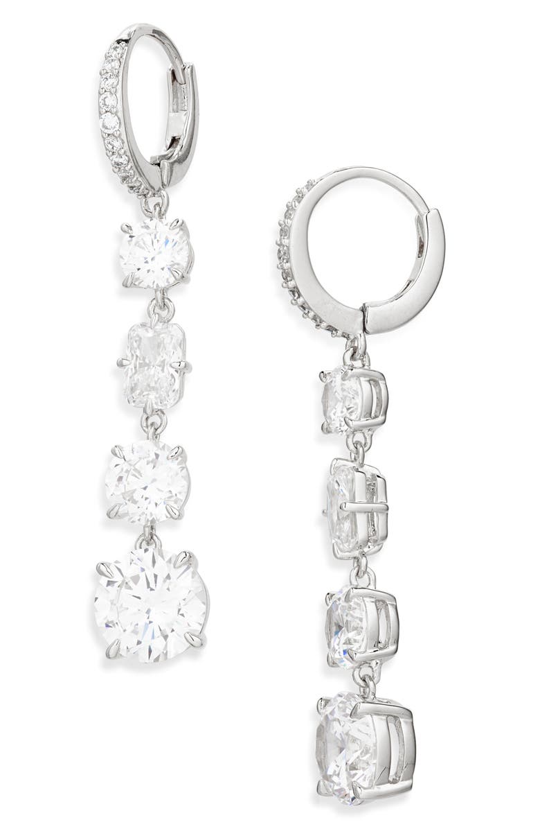 Nadri Stellar Linear Drop Earrings, Main, color, Rhodium