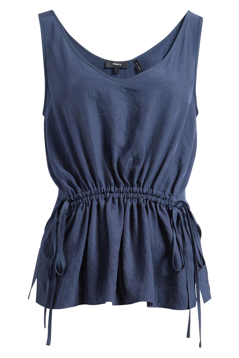 Side Tie Drawstring Waist Peplum Top, Alternate, color, NOCTURNE NAVY