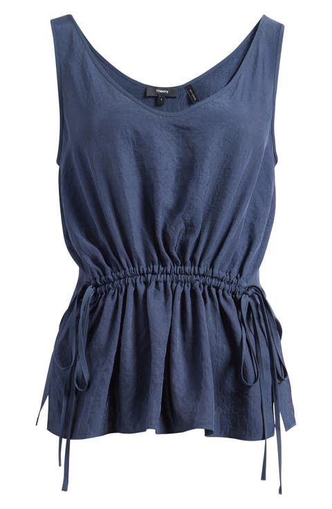 Side Tie Drawstring Waist Peplum Top