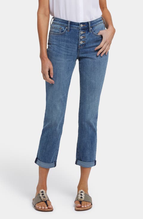 Sheri High Waist Cuff Hem Ankle Jeans (Majorca Bay)