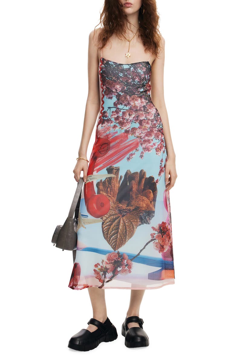 Desigual Surreal Blossom Stretch Slipdress, Main, color, 