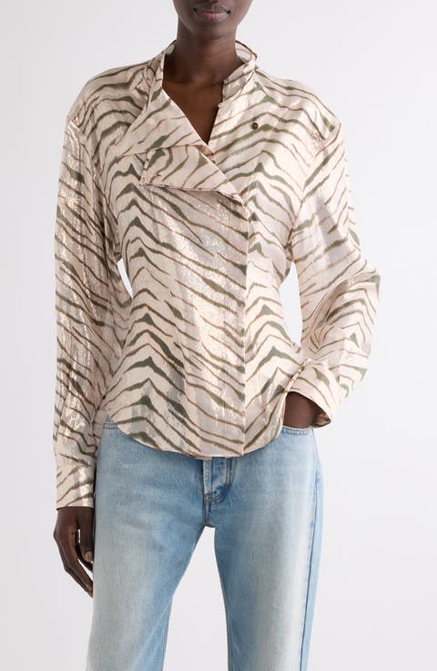 Folca Zebra Print Silk Blend Jacket