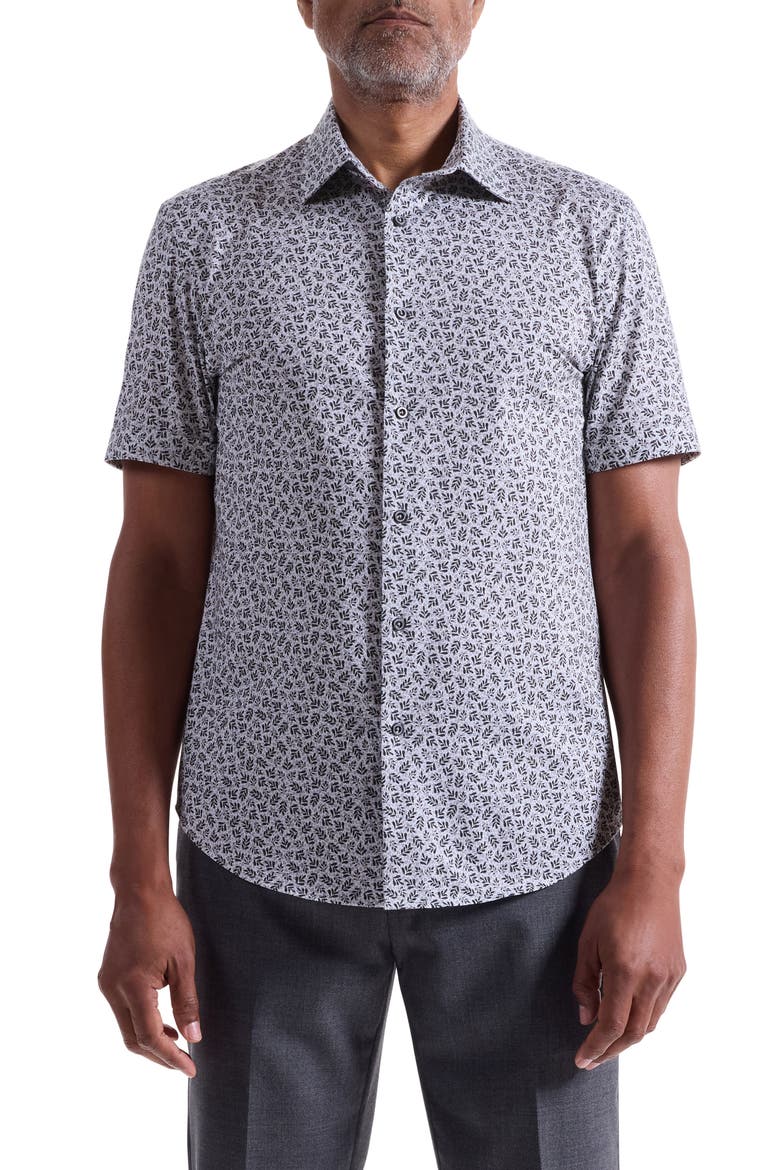 Miles OoohCotton® Short Sleeve Button-Up Shirt, Main, color, BLACK