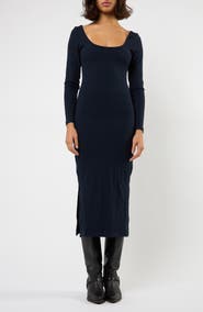 Viens Avec Moi The Flirt Fusion Long Sleeve Rib Dress