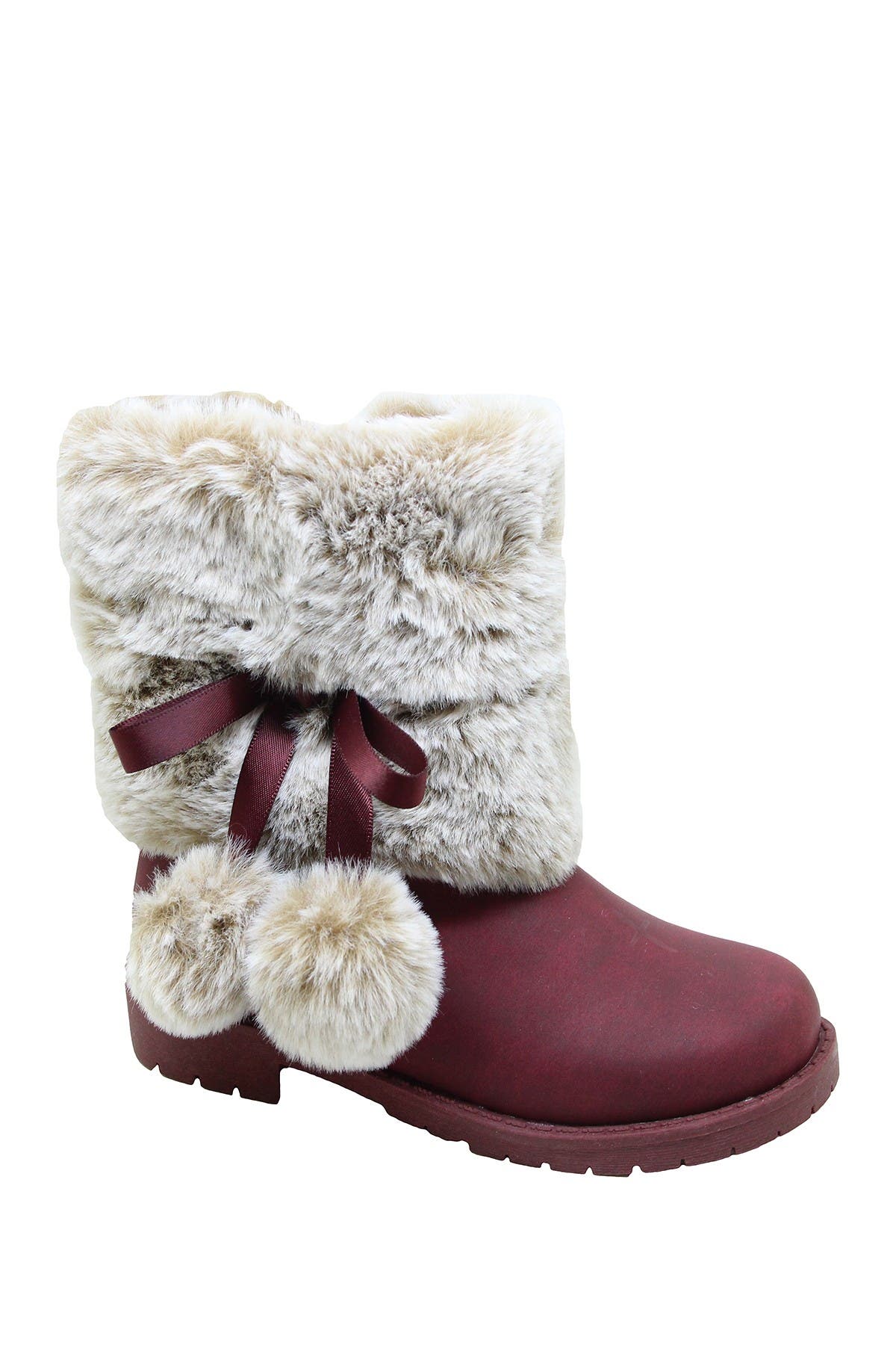 Nicole Miller Faux Fur Trimmed Pompom Boot, Main, color, 