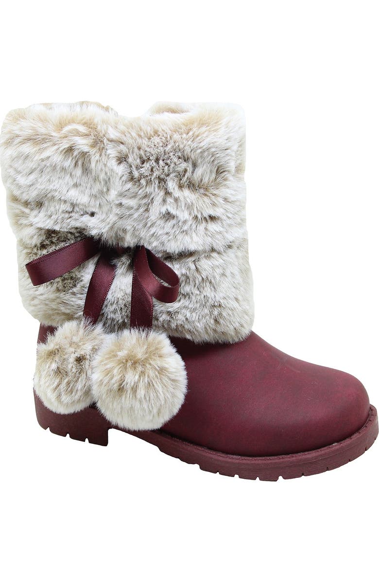 Nicole Miller Faux Fur Trimmed Pompom Boot, Main, color,