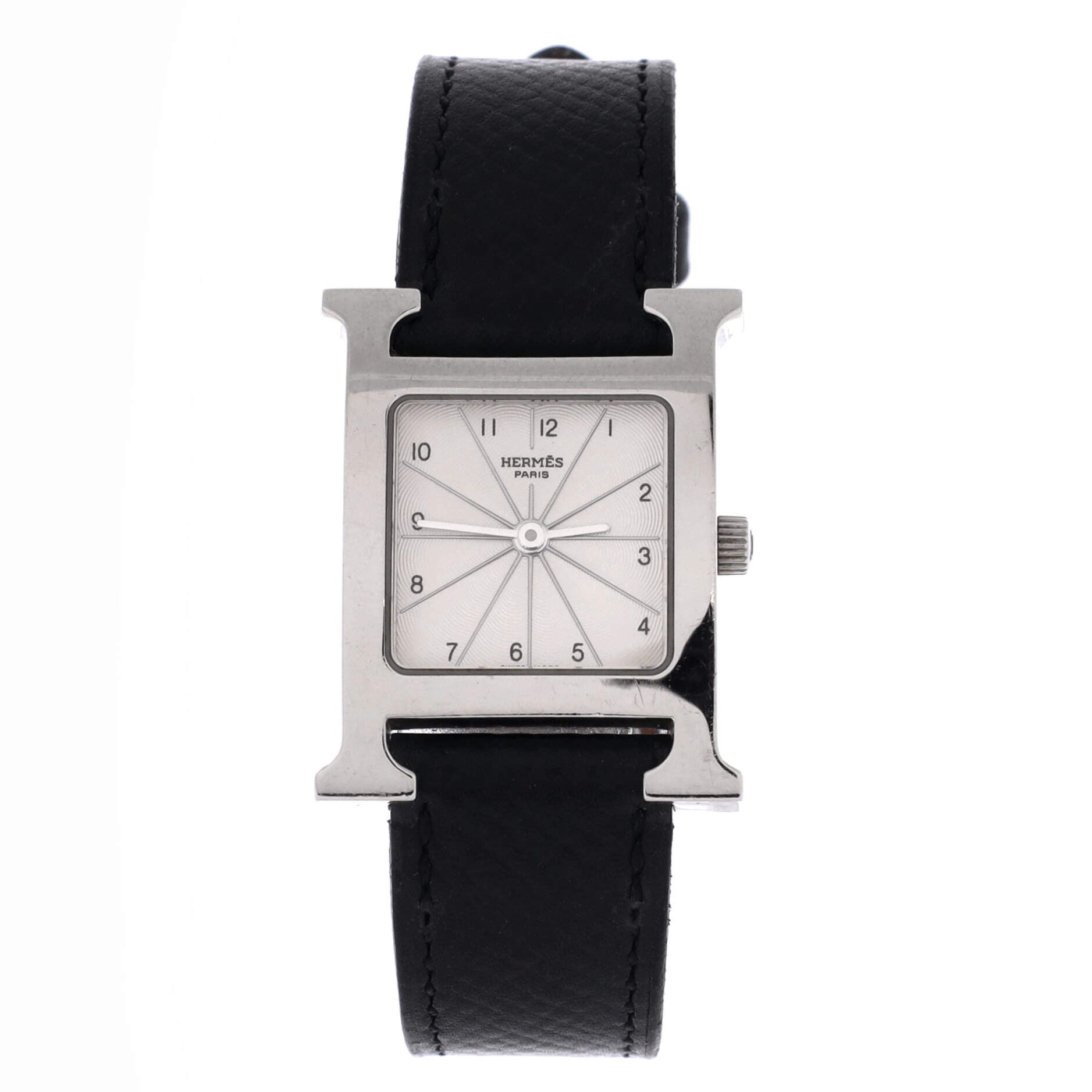 Heure H Quartz Watch Stainless Steel and Leather 21, Main, color, Black
