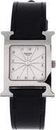 Pre-Owned Hermes Heure H Quartz Watch Stainless Steel and Leather 21