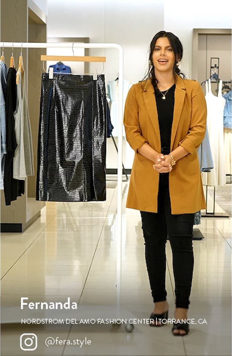 Croc Embossed Faux Leather Midi Skirt, sales video thumbnail