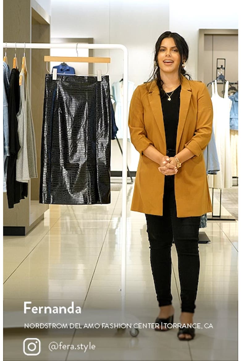 Croc Embossed Faux Leather Midi Skirt video
