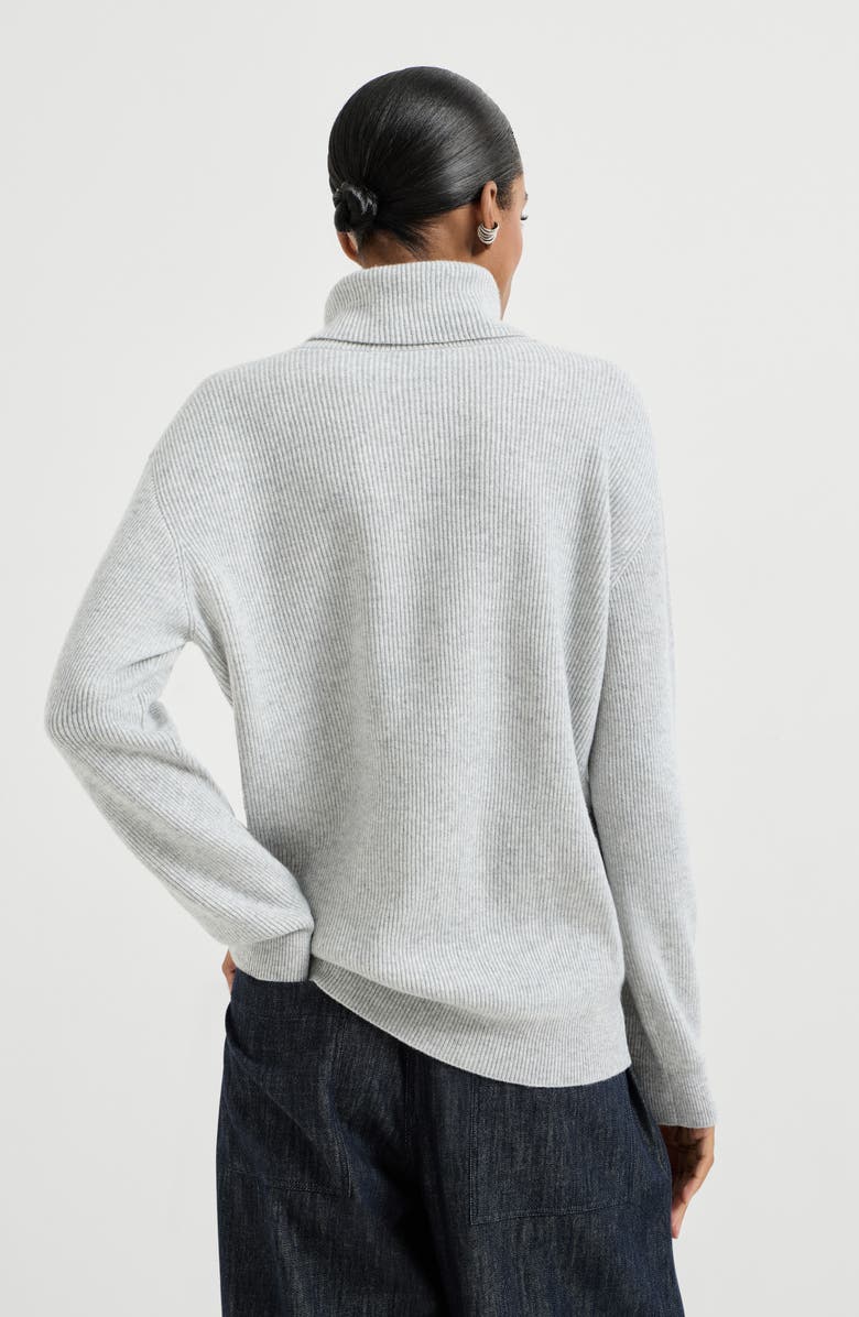 Brunello Cucinelli Cashmere English rib sweater, Alternate, color, Light Grey
