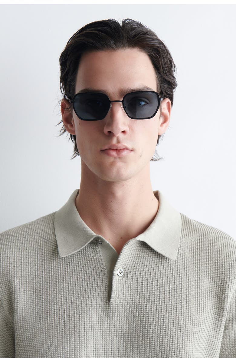 COS Wire-Frame Rectangle Sunglasses, Main, color, Black