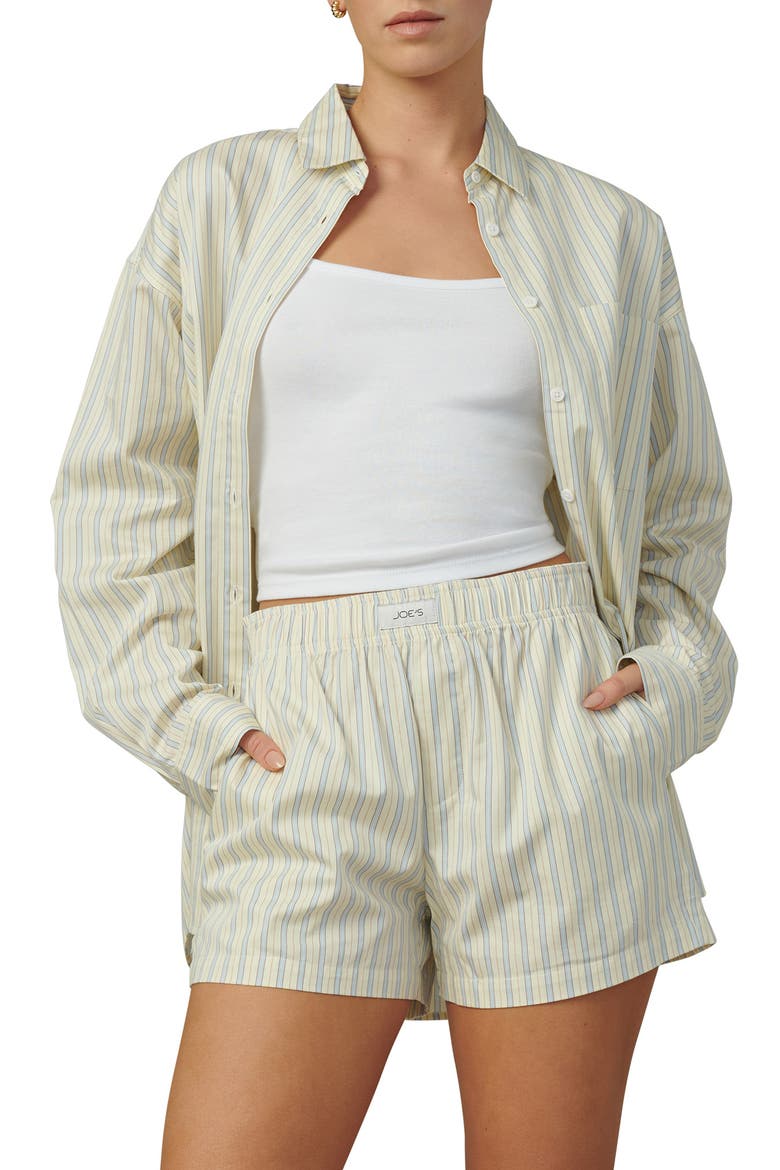Relaxed Fit Stripe Button-Down Shirt, Main, color, ANISE FLOWER VARIG