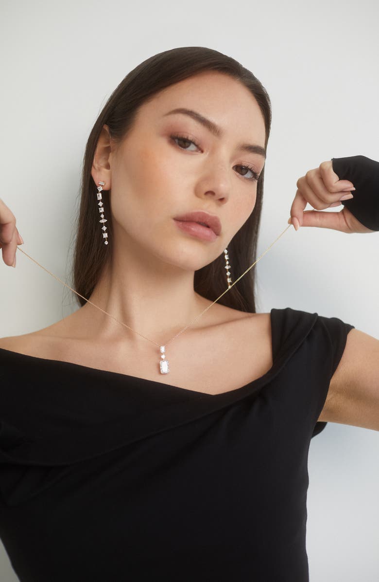 Nadri Cubic Zirconia Pendant Necklace, Alternate, color, Gold