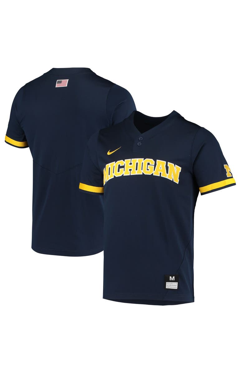 Nike Men's Nike Navy Michigan Wolverines Replica 2-Button Baseball Jersey, Main, color, 
