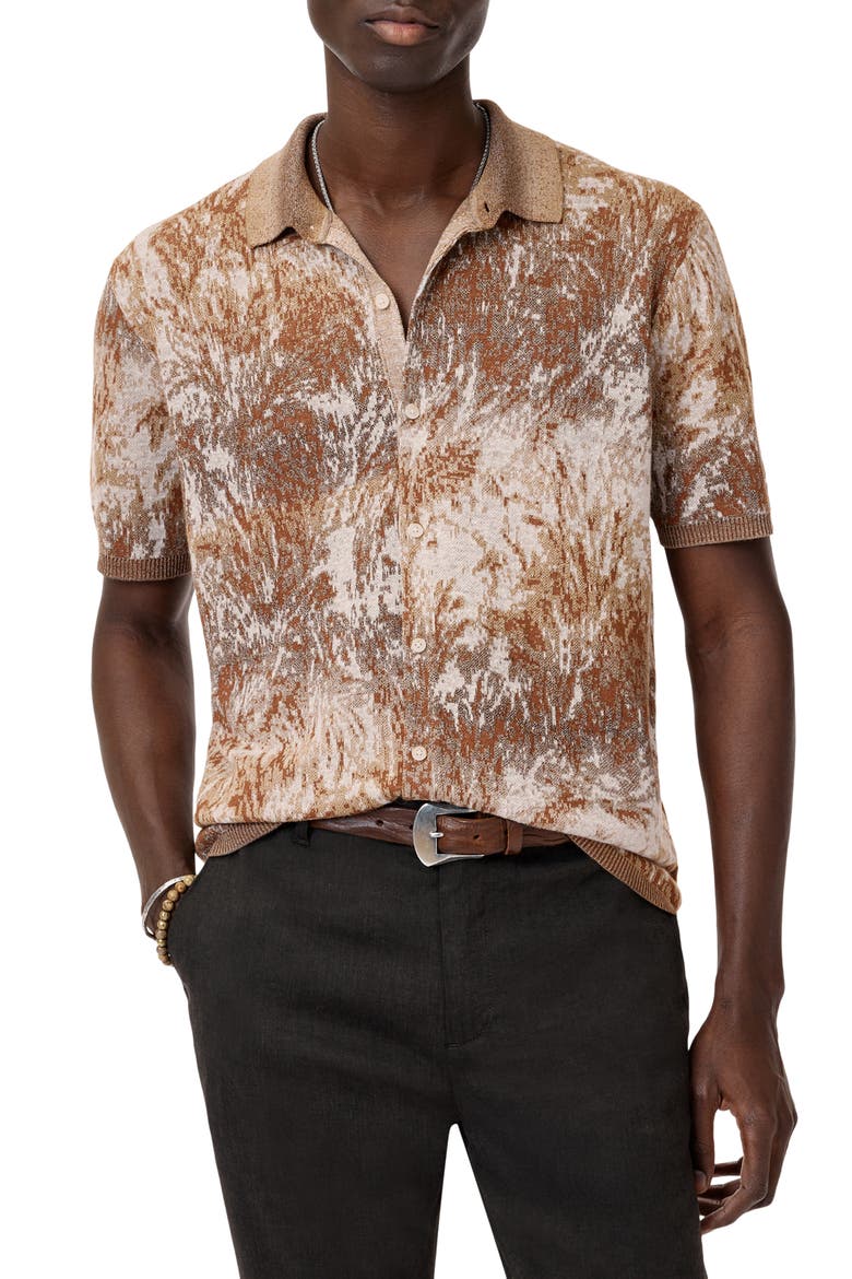 Demonte Short Sleeve Cardigan, Main, color, FOSSIL GREY