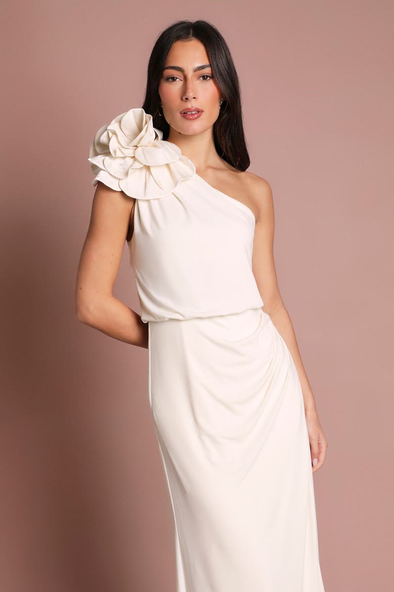 One Shoulder Jersey Maxi Dress, Alternate, color, Ivory