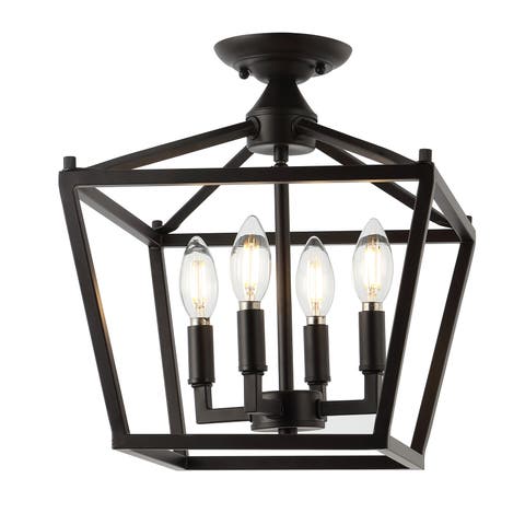 Plains 4-Light Iron Modern Farmhouse LED Flush Mount
