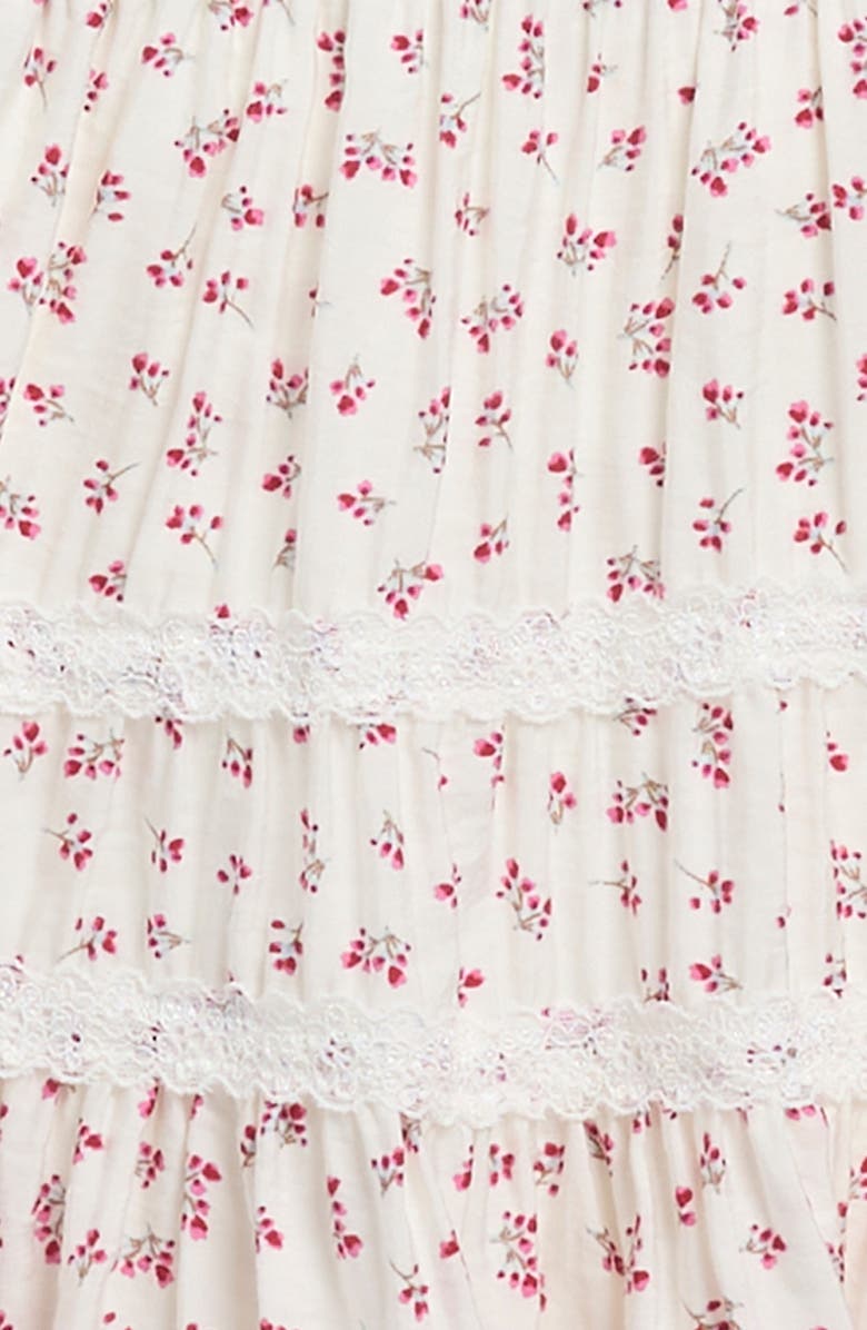 Walking on Sunshine Kids' Floral Print Woven Skirt, Alternate, color, Ivory/ Red