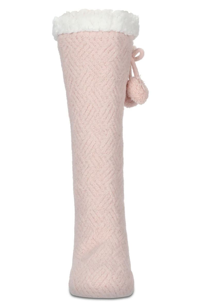 MeMoi Pompom Fleece Lined Socks, Alternate, color, Pink