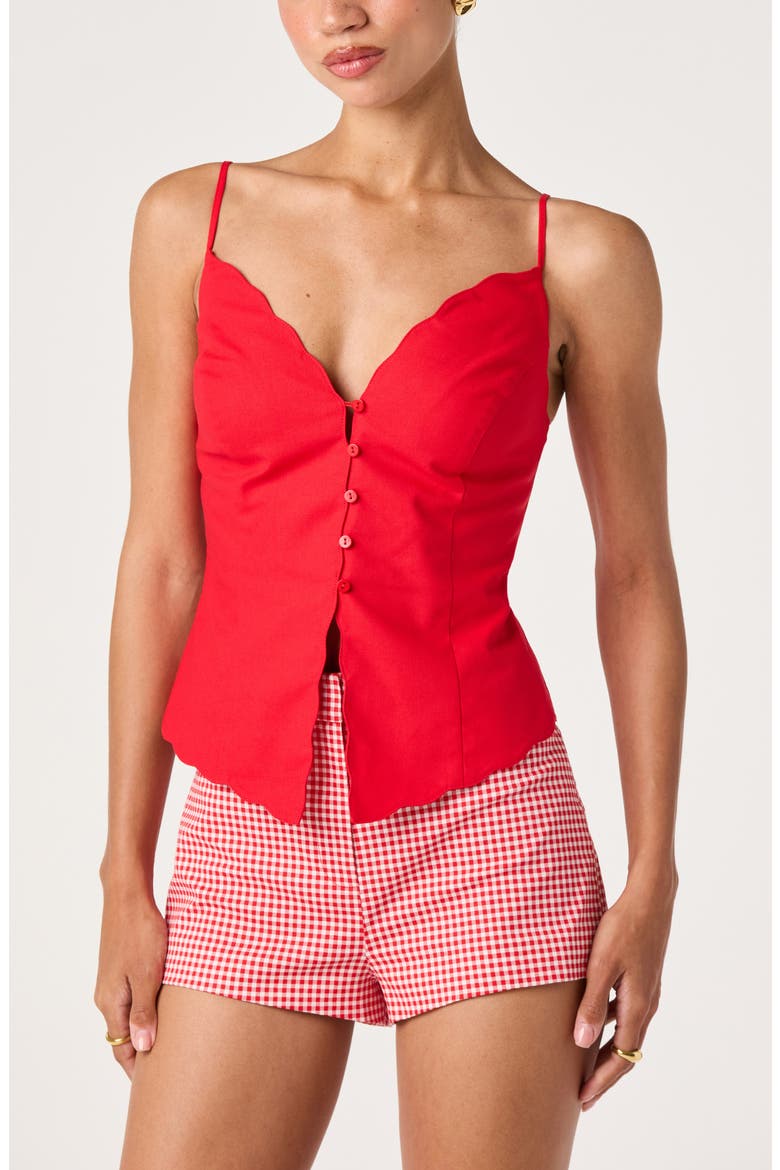 Odette Scallop Hem Camisole, Main, color, RED
