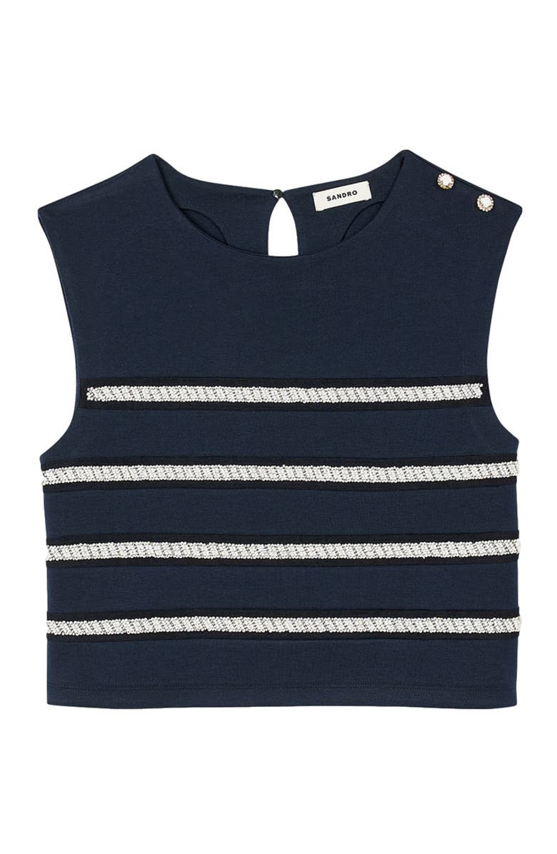 SANDRO Sleeveless striped T-shirt, Alternate, color, 