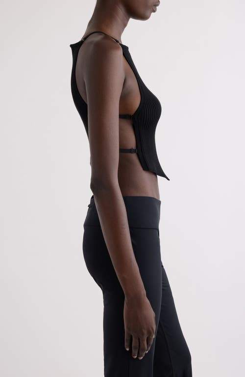 Courrèges Open Side Rib Knit Tank In Black