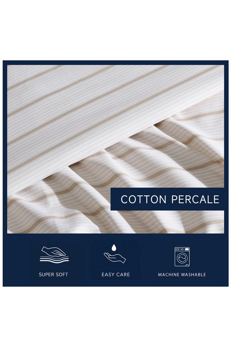 Merrick Stripe 200 Thread Count Cotton Percale Sheet Set, Alternate, color, BEIGE/ SEA WHEAT