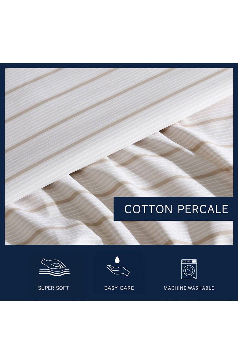 Nautica Merrick Stripe 200 Thread Count Cotton Percale Sheet Set, Alternate, color, Beige/ Sea Wheat