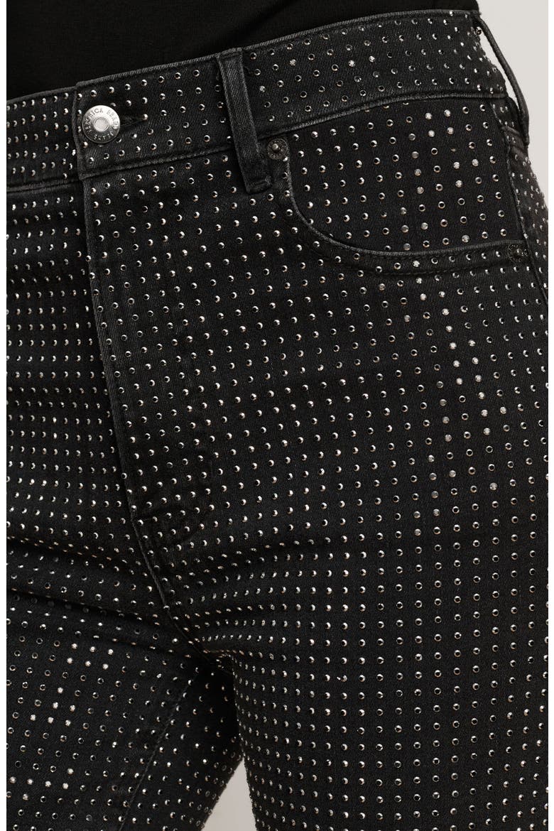 Crosbie Crystal Embellished High Waist Slim Wide Leg Jeans, Alternate, color, WASHED ONYX
